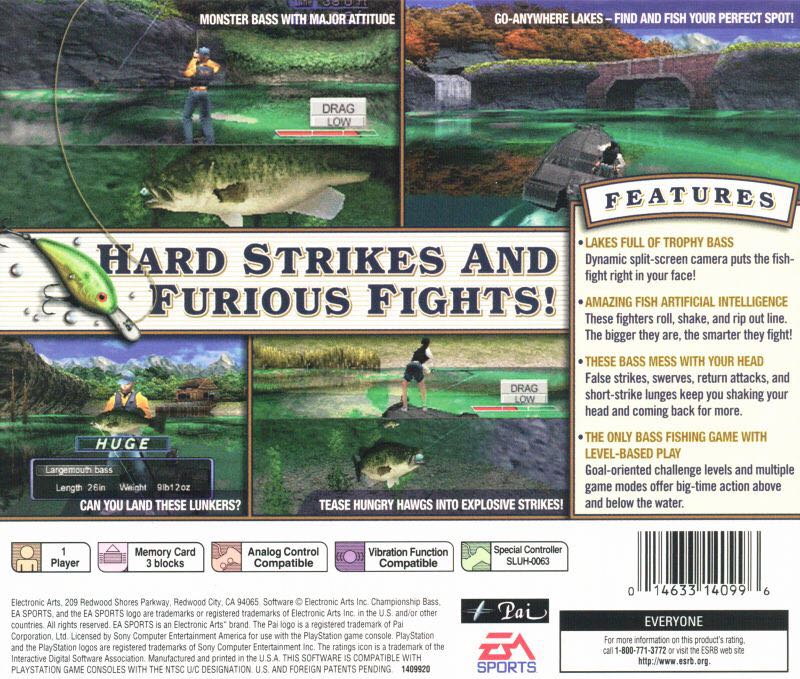 Championship Bass - Sony PlayStation (EA / Electronic Arts - 1) video game collectible [Barcode 014633140996] - Main Image 2