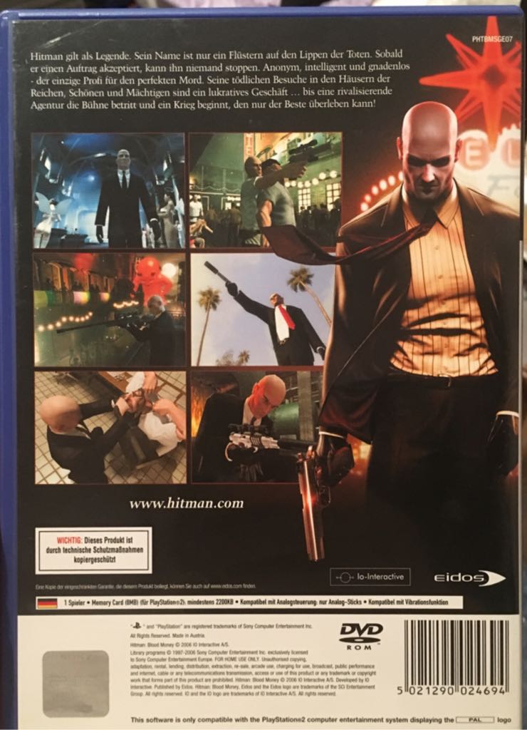 Hitman 1: Blood Money - Sony PlayStation 2 (PS2) (Eidos Interactive - 1) video game collectible [Barcode 5021290024694] - Main Image 2