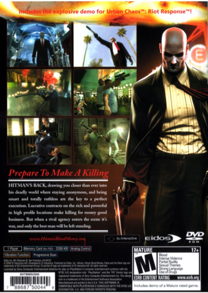 Hitman Blood Money - Sony PlayStation 2 (PS2) (Eidos, Inc. - 1) video game collectible [Barcode 5021290024700] - Main Image 2