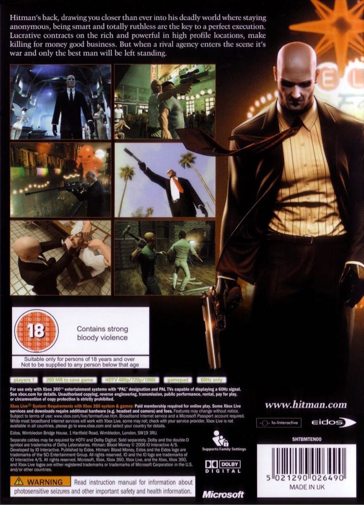 Hitman Blood Money - Microsoft Xbox 360 (IO Interactive - 1) video game collectible [Barcode 5021290026490] - Main Image 2