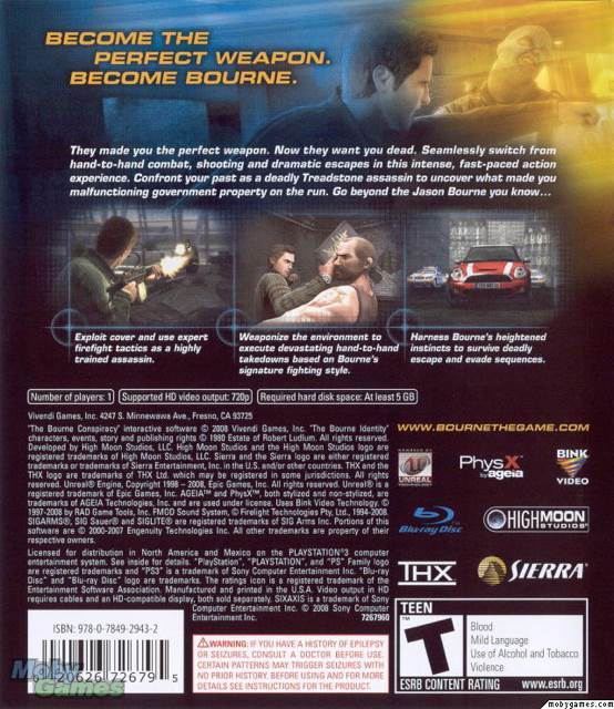 Robert Ludlums The Bourne Conspiracy - Sony PlayStation 3 (PS3) (Sierra - 1) video game collectible [Barcode 3348542218956] - Main Image 2