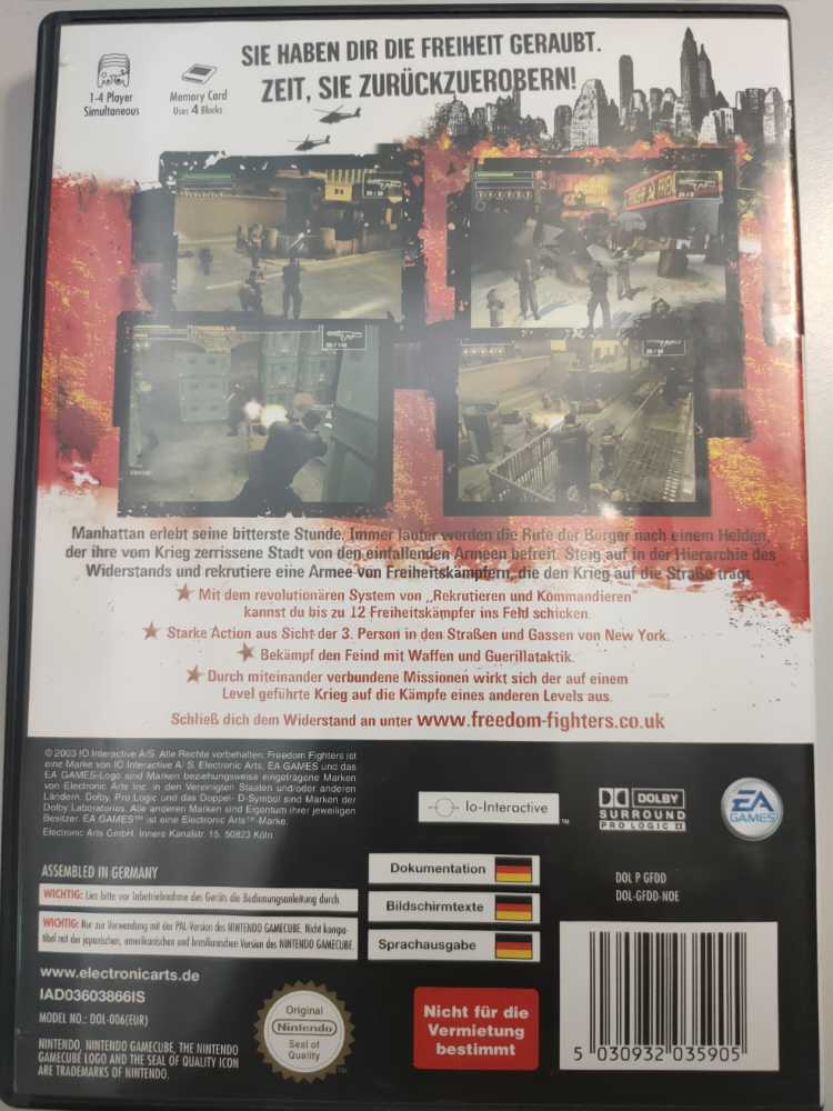 Freedom Fighters - Nintendo GameCube (Electronic Arts/EA Games) video game collectible [Barcode 5030932035905] - Main Image 2
