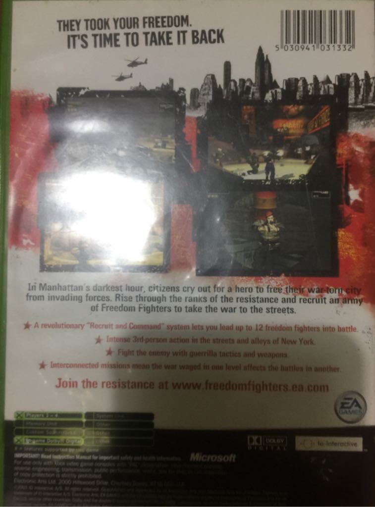Freedom Fighters - Microsoft Xbox ((EA) Electronic Arts/MTV Games - 1-4) video game collectible [Barcode 5030941031332] - Main Image 2