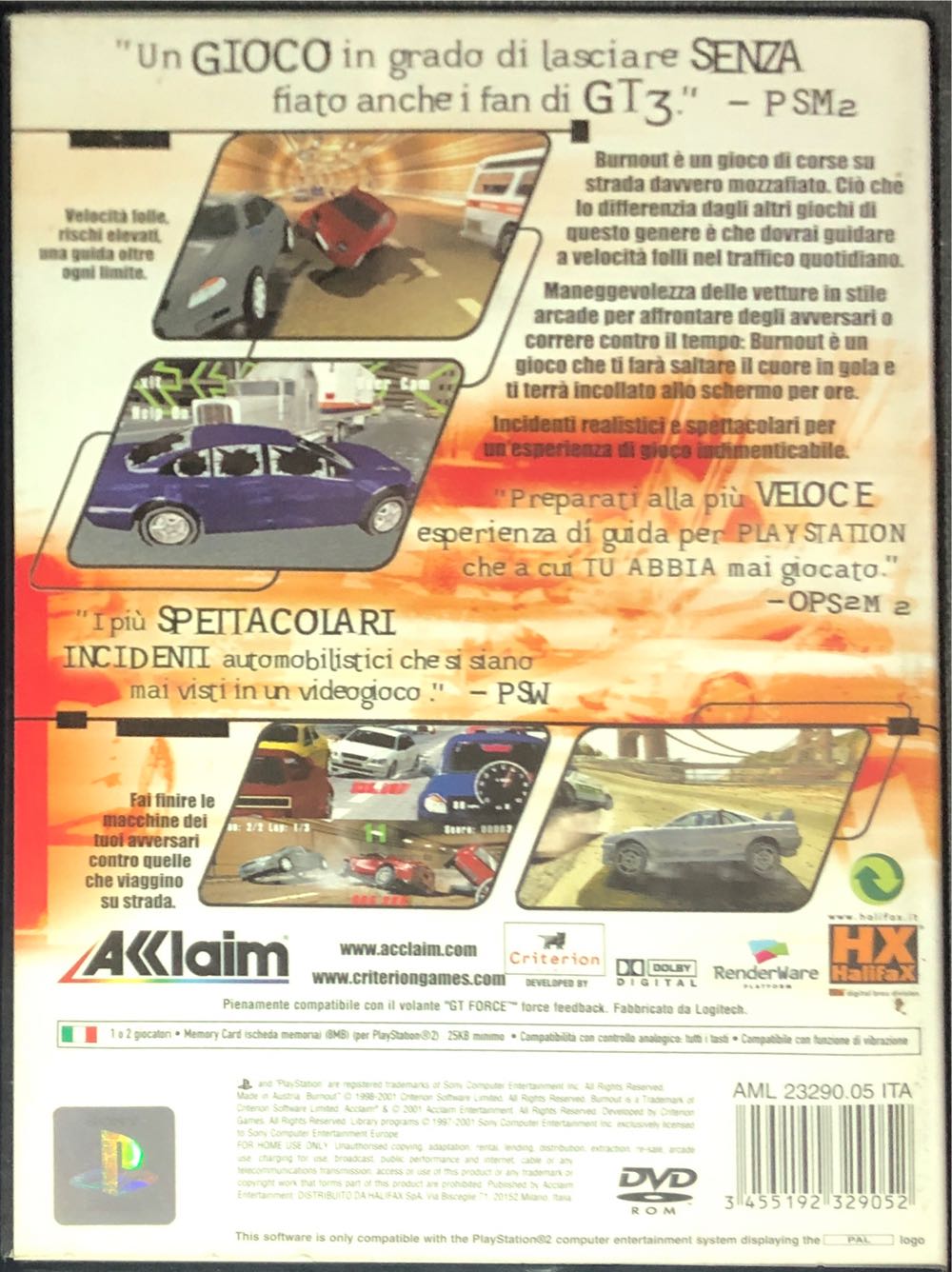 Burnout - Sony PlayStation 2 (PS2) (Acclaim - 1-2) video game collectible [Barcode 3455192329052] - Main Image 2