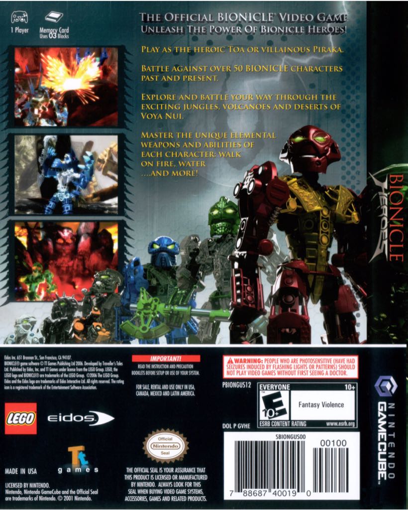 Bionicle Heroes - Nintendo GameCube (Eidos Interactive - 1) video game collectible [Barcode 788687400190] - Main Image 2