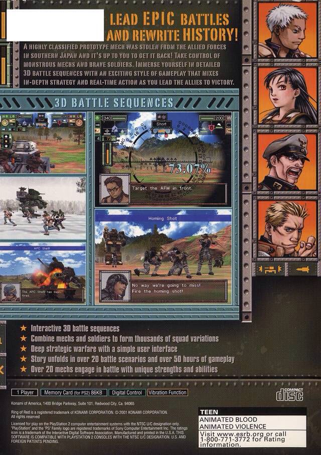 Ring of Red - Sony PlayStation 2 (PS2) (Konami - 1) video game collectible [Barcode 083717200208] - Main Image 2