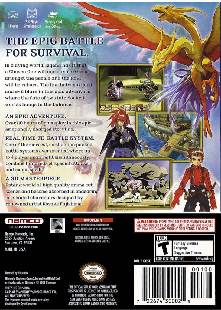 Tales of Symphonia - Nintendo GameCube (Namco - 1) video game collectible [Barcode 045496393090] - Main Image 2
