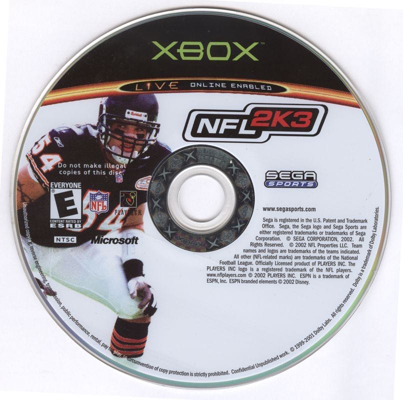 XBOX : NFL 2K3 - Microsoft Xbox (Sega - 2 Players) video game collectible [Barcode 010086640229] - Main Image 3