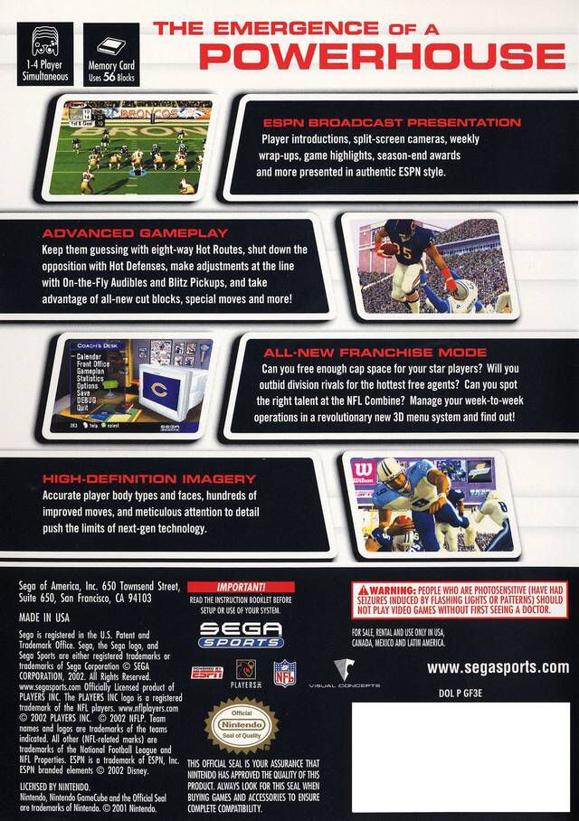 NFL 2K3 - Nintendo GameCube video game collectible - Main Image 2