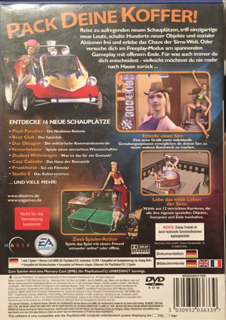 Die Sims Brechen Aus - Sony PlayStation 2 (PS2) video game collectible [Barcode 5030932036339] - Main Image 2