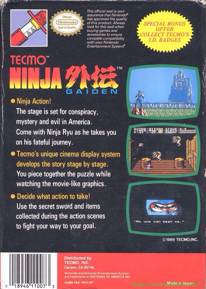 NINJA GAIDEN - Nintendo Entertainment System (NES) (Tecmo - 1) video game collectible - Main Image 2