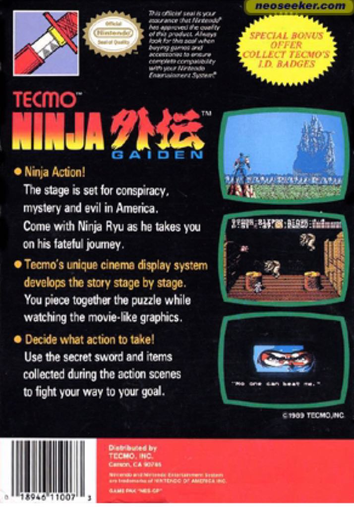 NINJA GAIDEN - Nintendo Entertainment System (NES) (Tecmo) video game collectible - Main Image 2