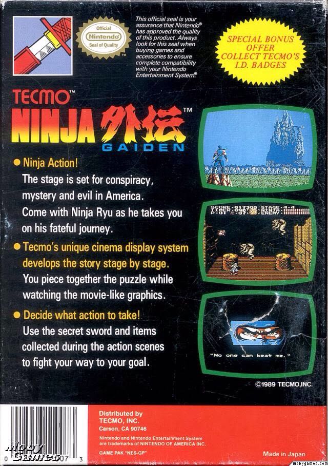 NINJA GAIDEN - Nintendo Entertainment System (NES) (Tecmo - 1) video game collectible - Main Image 2