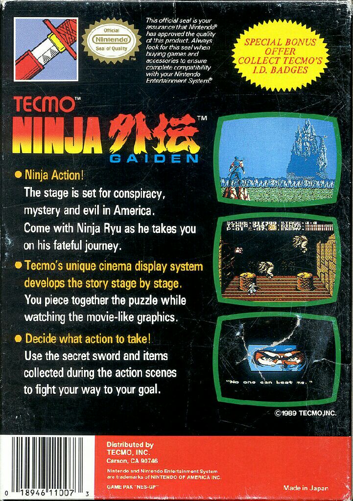 NINJA GAIDEN - Nintendo Entertainment System (NES) (Tecmo - 1) video game collectible - Main Image 2