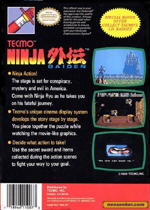 NINJA GAIDEN - Nintendo Entertainment System (NES) (Tecmo - 1) video game collectible - Main Image 2