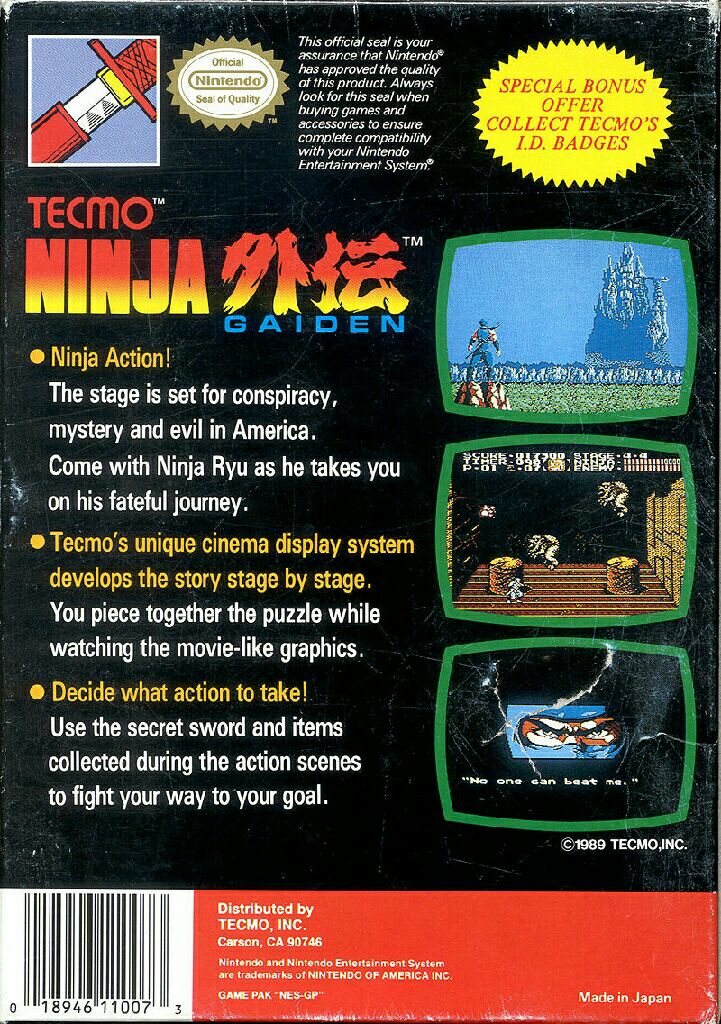 NINJA GAIDEN - Nintendo Entertainment System (NES) (Tecmo) video game collectible - Main Image 2