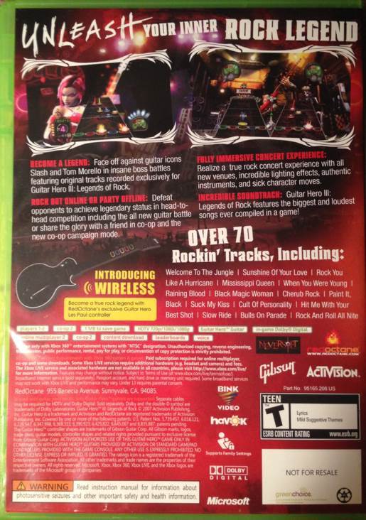 Guitar Hero III: Legends of Rock - Microsoft Xbox 360 (Activision - 1-2) video game collectible [Barcode 047875951310] - Main Image 2