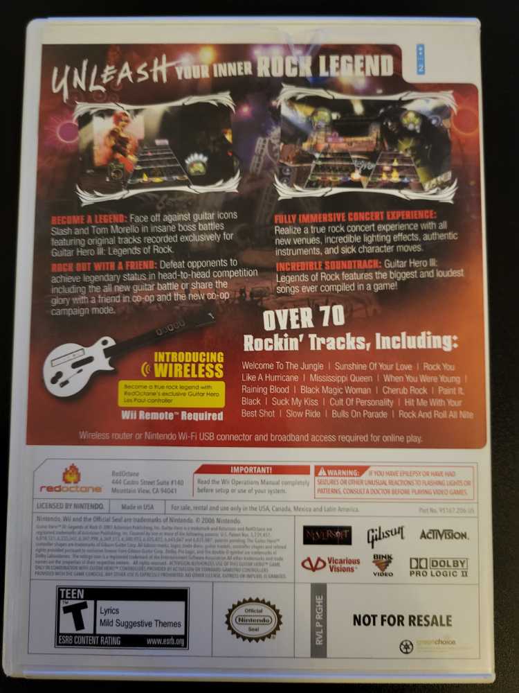 Guitar Hero III: Legends of Rock - Nintendo Wii (Activision - 1-2) video game collectible - Main Image 2