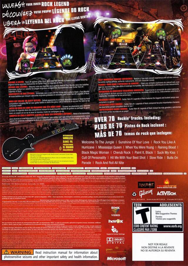 Guitar Hero III: Legends of Rock - Sony PlayStation 3 (PS3) video game collectible - Main Image 2