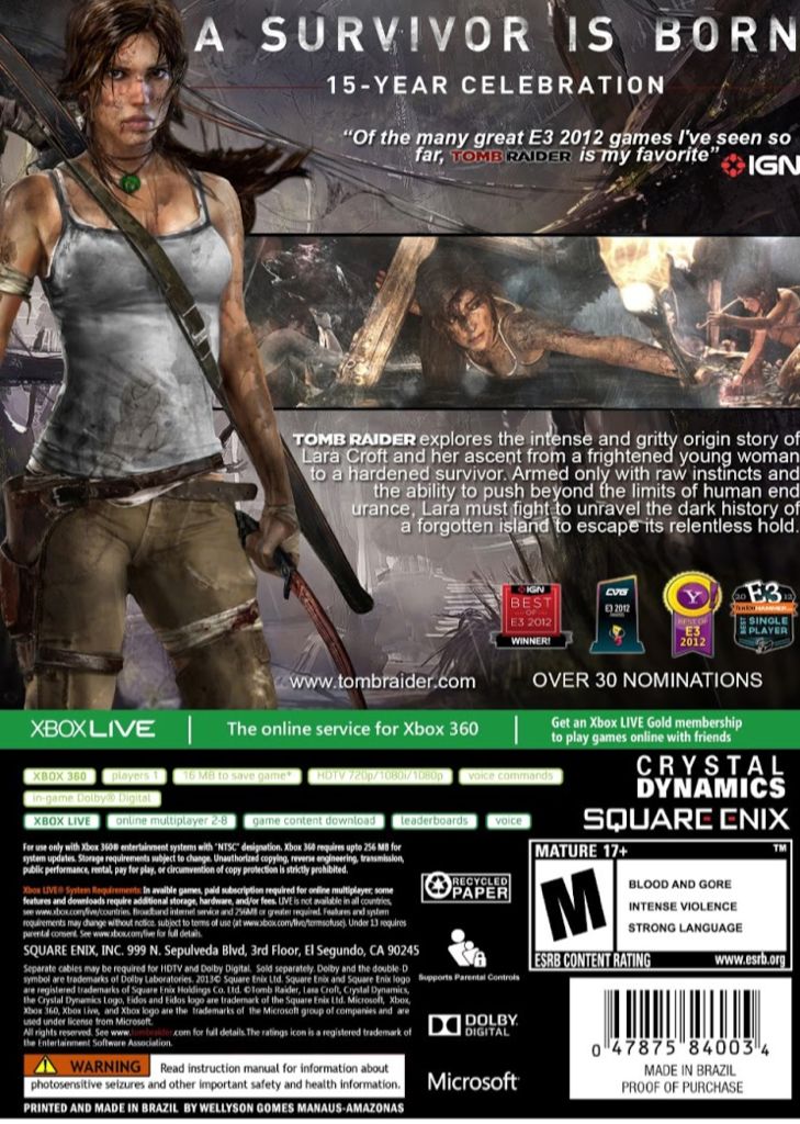Tomb Raider - Microsoft Xbox 360 (Square Enix - 1-8) video game collectible [Barcode 041000001178] - Main Image 2