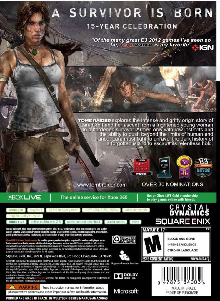 Tomb Raider - Microsoft Xbox 360 (Square Enix - 1) video game collectible [Barcode 5021290048652] - Main Image 2