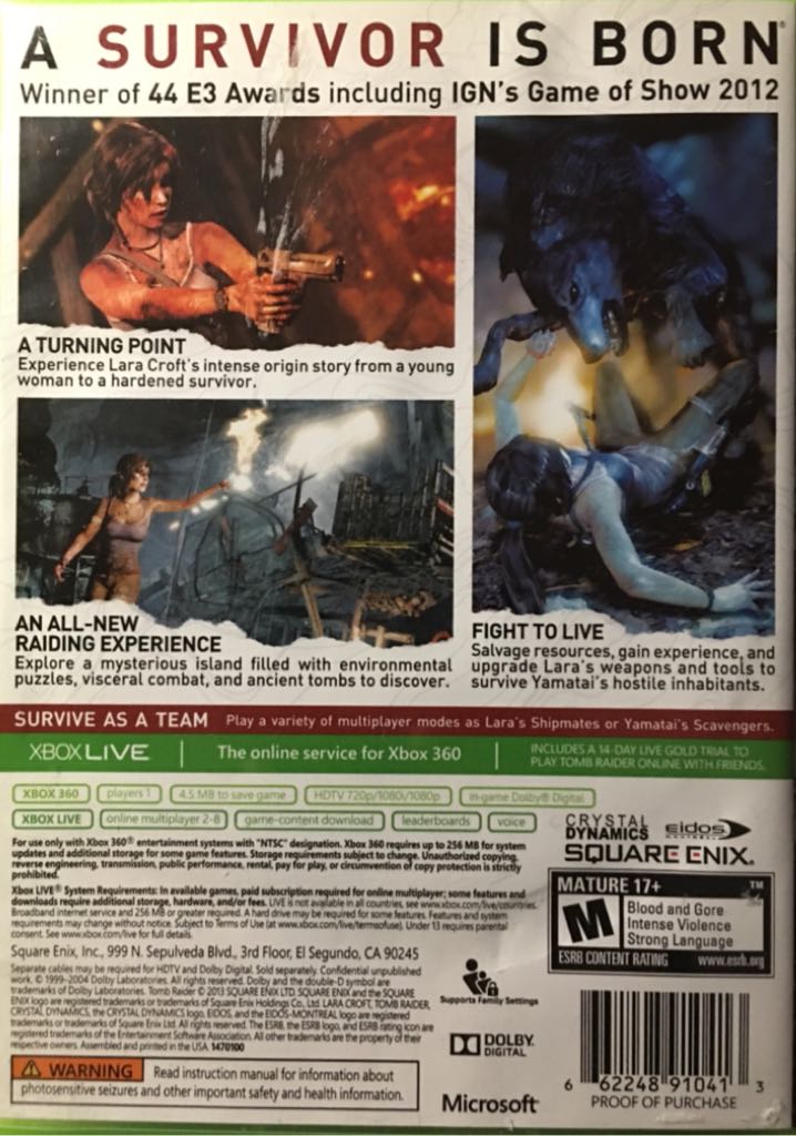 Tomb Raider - Microsoft Xbox 360 (Square Enix) video game collectible [Barcode 5021290054448] - Main Image 2