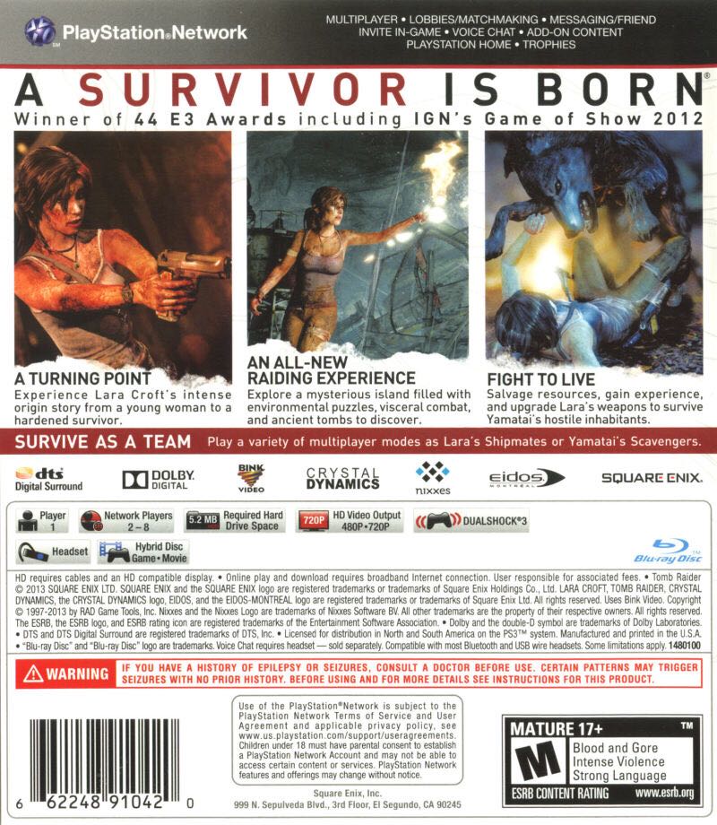 Tomb Raider - Sony PlayStation 3 (PS3) (Square Enix - 1) video game collectible [Barcode 5021290054967] - Main Image 2