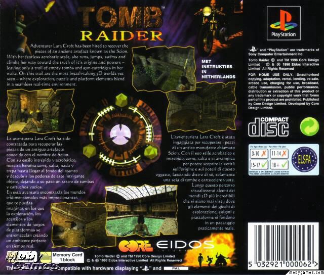 Tomb Raider I - Sony PlayStation (Eidos Interactive - 1) video game collectible [Barcode 5032921003223] - Main Image 2
