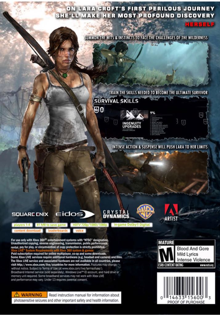 Tomb Raider - Microsoft Xbox 360 (Square Enix - 1) video game collectible [Barcode 662248912349] - Main Image 2