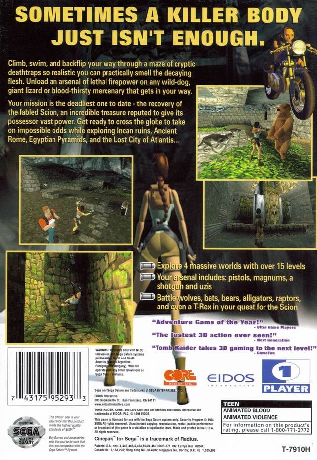 Tomb Raider - Sega Saturn (Eidos Interactive - 1) video game collectible [Barcode 743175952933] - Main Image 2