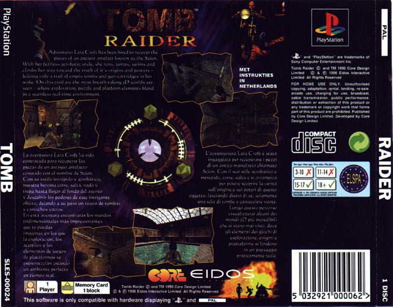 Tomb Raider - Sony PlayStation (Eidos - 1) video game collectible - Main Image 2