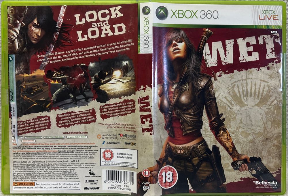 WET - Microsoft Xbox 360 (Bethesda Softworks - 1) video game collectible [Barcode 093155122185] - Main Image 3