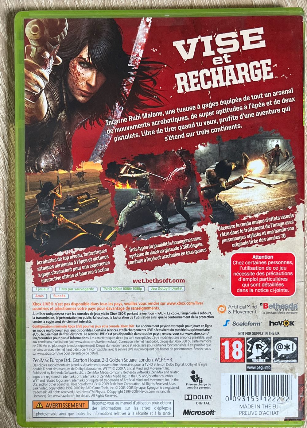 Wet - Microsoft Xbox 360 (Microsoft Games Studios - 1) video game collectible [Barcode 093155122222] - Main Image 2