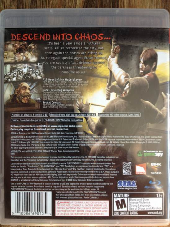 Condemned - Microsoft Xbox 360 (Sega) video game collectible [Barcode 5060004766550] - Main Image 2