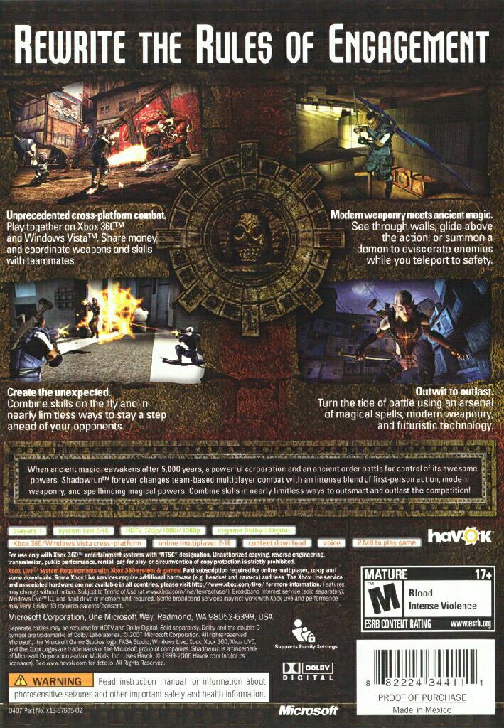 Shadowrun - Microsoft Xbox 360 (Microsoft Game Studios - 1) video game collectible [Barcode 882224355889] - Main Image 2