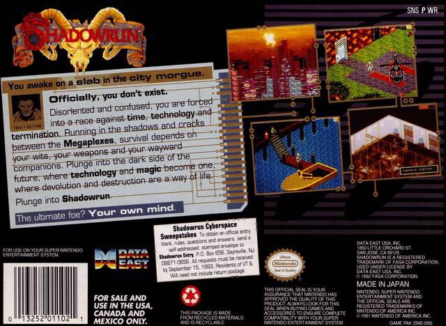 Shadowrun - Nintendo Super Nintendo Entertainment System (SNES) (Nintendo - 1) video game collectible - Main Image 2