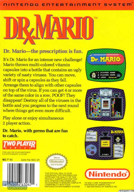Dr. Mario - Nintendo Entertainment System (NES) (Nintendo - 2) video game collectible [Barcode 045496630621] - Main Image 2