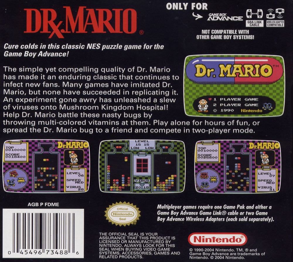 Dr. Mario - Nintendo Game Boy Advance (GBA) video game collectible - Main Image 2