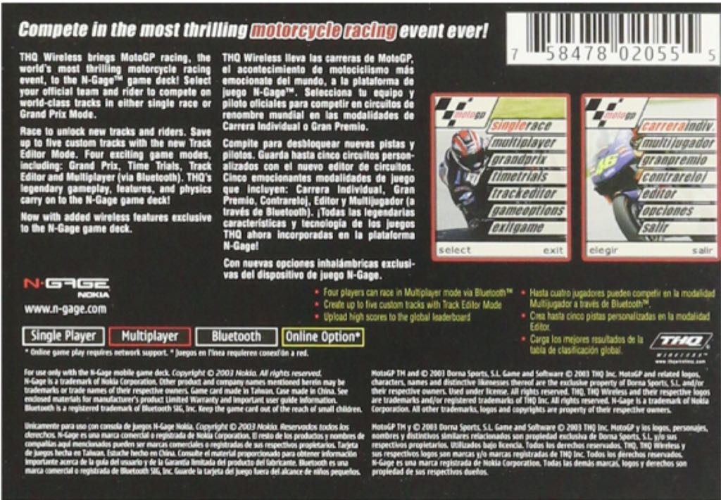 MotoGP - Nokia N-Gage (THQ - 1) video game collectible [Barcode 6417182267628] - Main Image 2