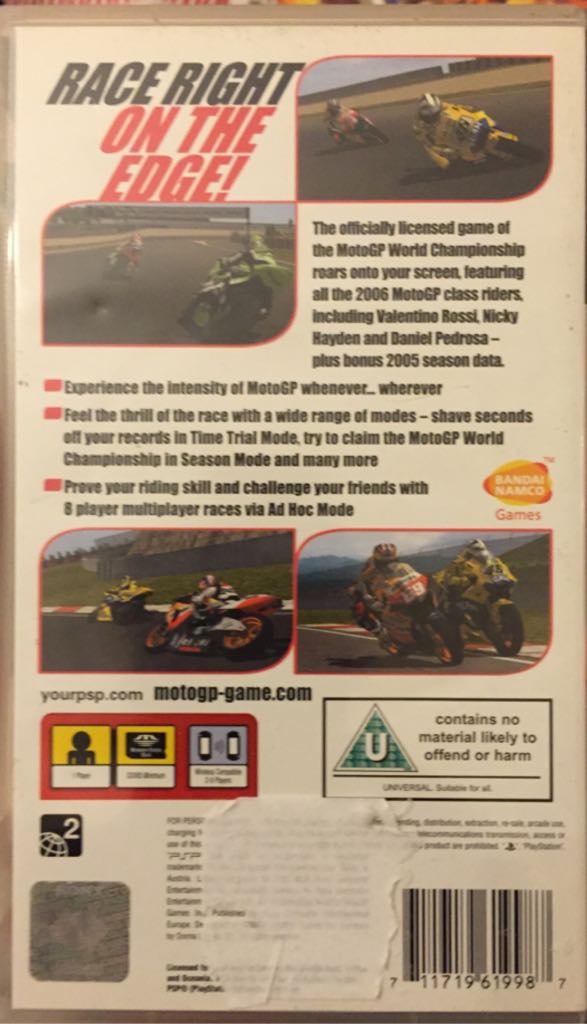 MotoGP - Sony PlayStation Portable (PSP) (Namco - 1) video game collectible [Barcode 711719619987] - Main Image 2