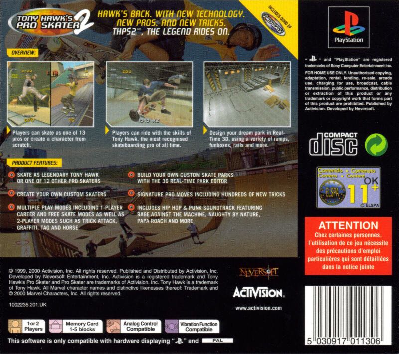Tony Hawks Pro Skater 2 - Sony PlayStation video game collectible - Main Image 2
