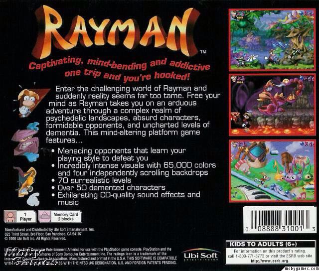 Rayman 1 - Sony PlayStation (Ubisoft - 1) video game collectible [Barcode 3307212805230] - Main Image 2