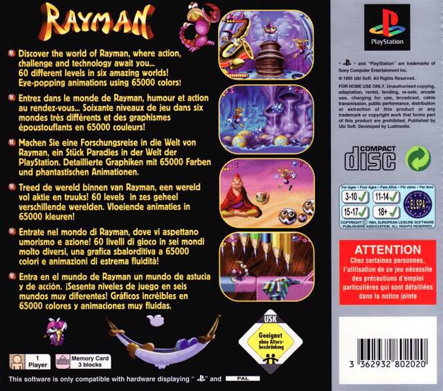 Rayman - Sony PlayStation (Ubisoft - 1) video game collectible [Barcode 8309932800026] - Main Image 2