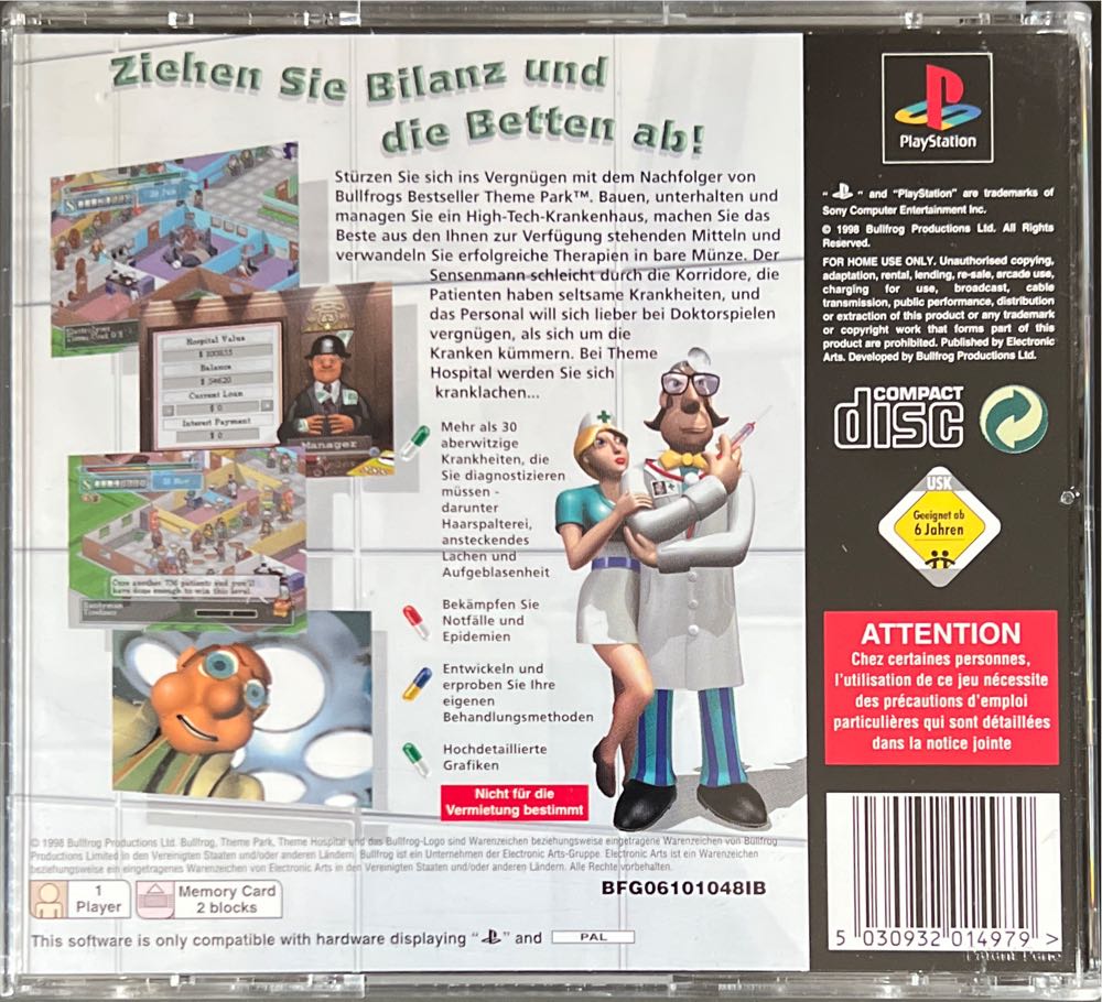 Theme Hospital - Sony PlayStation video game collectible [Barcode 5030932014979] - Main Image 2