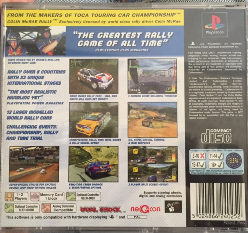 Colin McRae Rally - Sony PlayStation (Codemasters - 2) video game collectible [Barcode 5024866240252] - Main Image 2