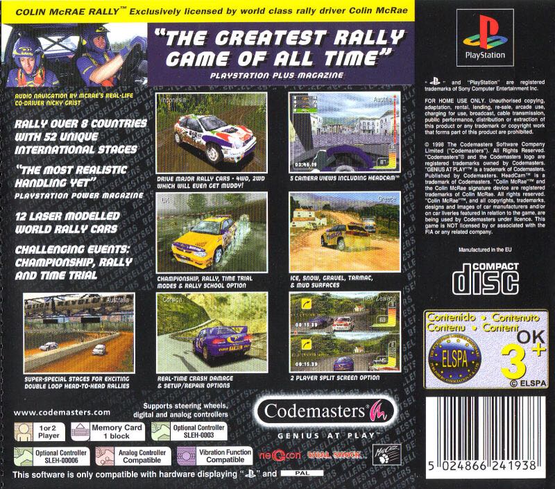 Colin McRae Rally - Sony PlayStation (Codemasters - 1-2) video game collectible [Barcode 5024866240283] - Main Image 2