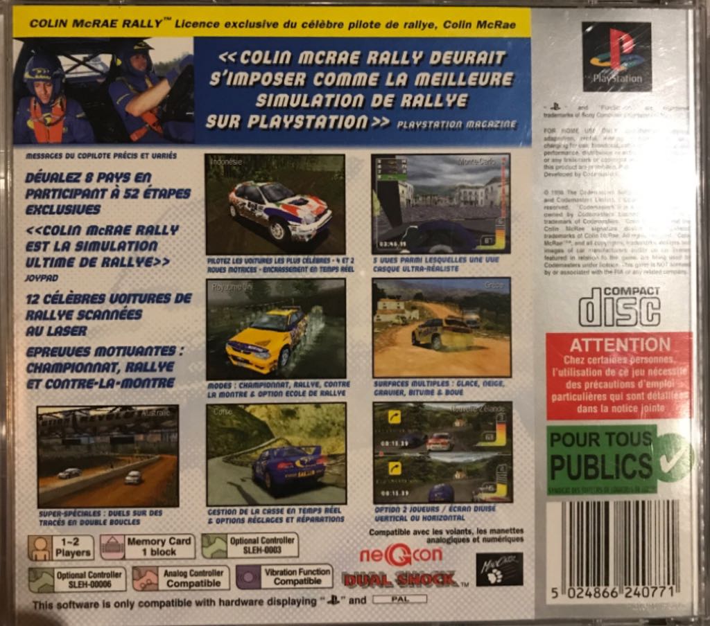Colin MacRae Rally - Sony PlayStation (1-2) video game collectible [Barcode 5024866240771] - Main Image 2