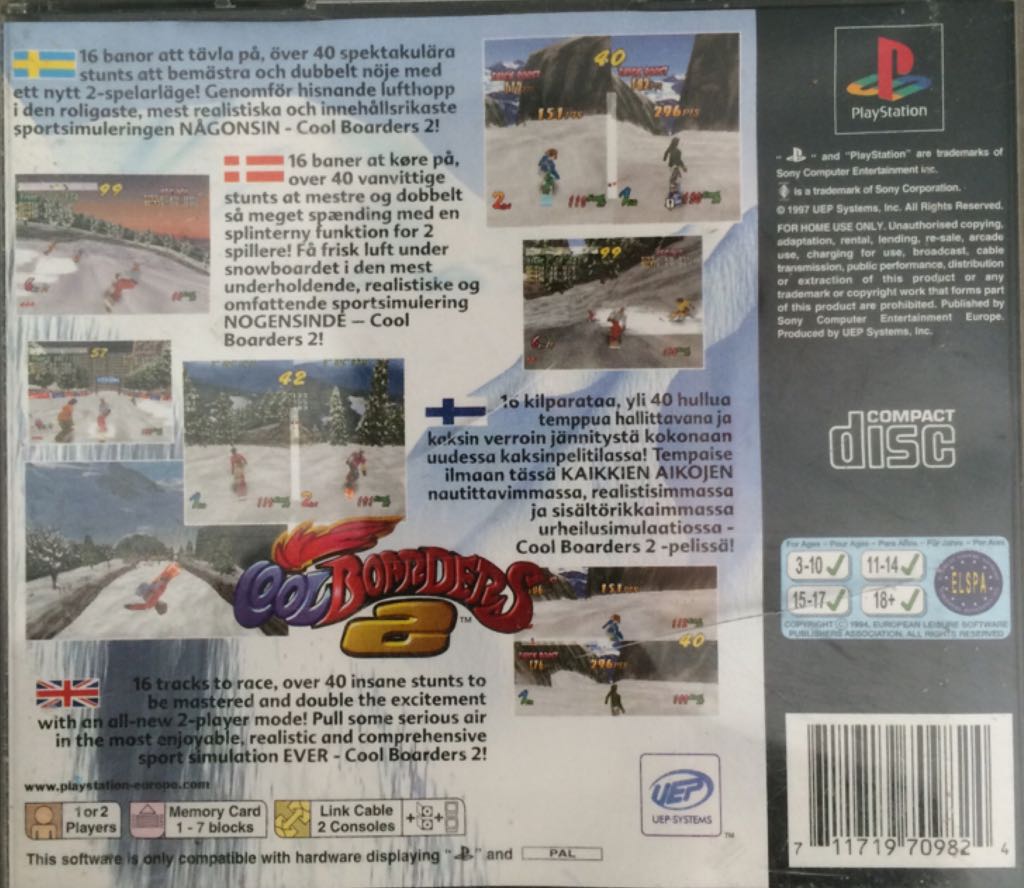 Cool Boarders 2 - Sony PlayStation (Sony Comptuter Entertainment - 2) video game collectible [Barcode 711719709824] - Main Image 2