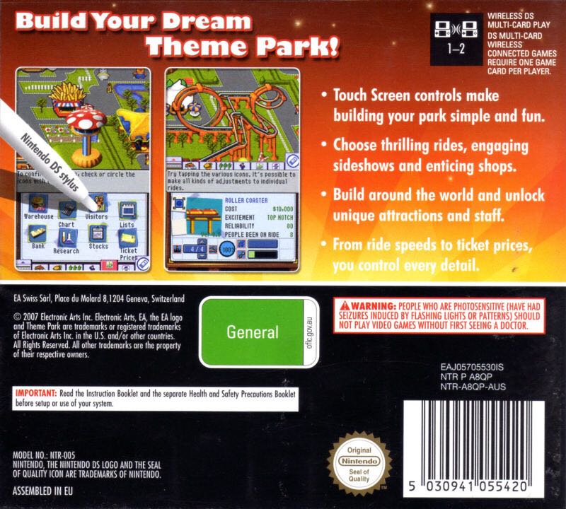 Theme Park - Nintendo DS (Electronic Arts - 2) video game collectible [Barcode 014633153262] - Main Image 2