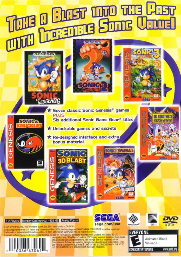 Sonic Mega Collection Plus - Sony PlayStation 2 (PS2) (Sega - 1-2) video game collectible [Barcode 1008663061] - Main Image 2